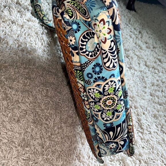 Vera Bradley Bali Blue & Hope Garden Structured Tiki Tote with Caning RARE - Picture 10 of 16